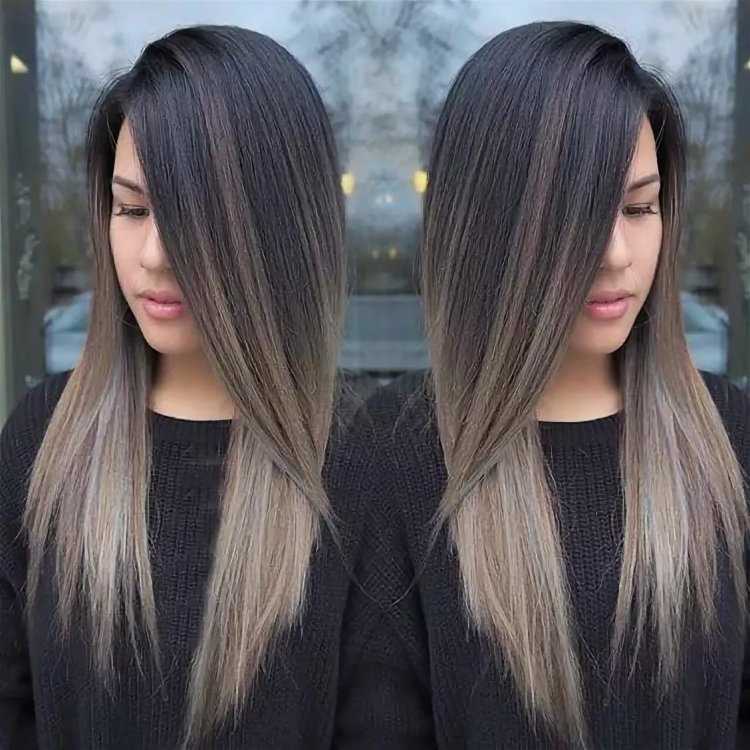 Окрашивание шатуш темные прямые волосы