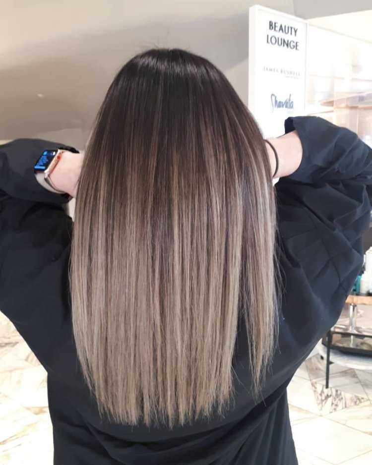 Балаяж на темно русые волосы прямые
