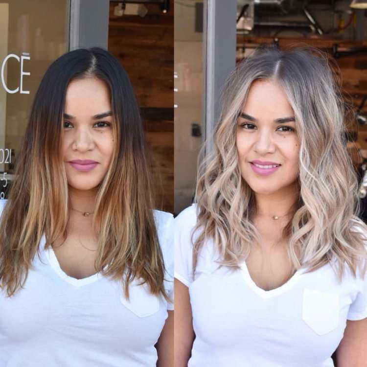 Окрашивание брюнетки в блондинку