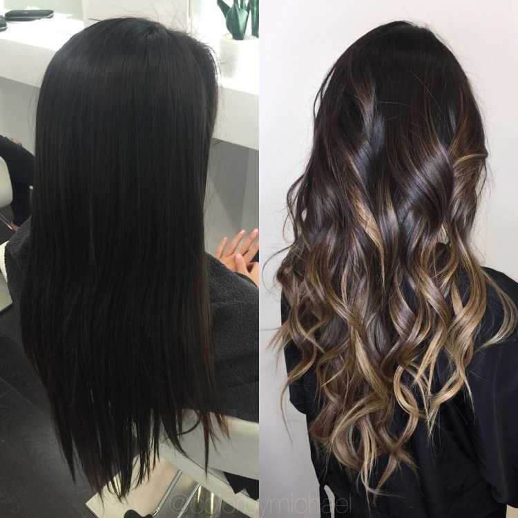 Балаяж на темные волосы наращивание