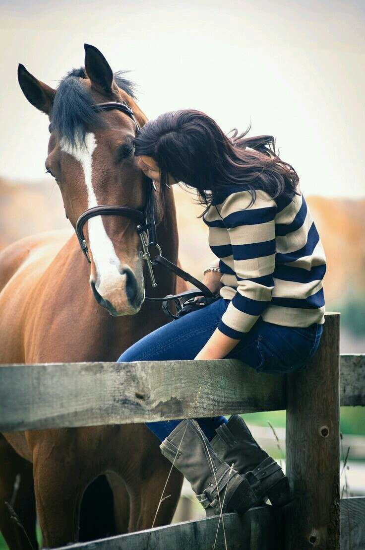 Девушка обнимает лошадь