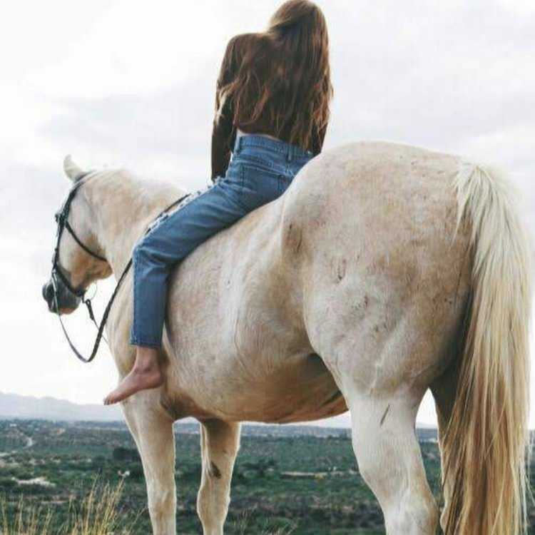 Девушка на лошади без седла