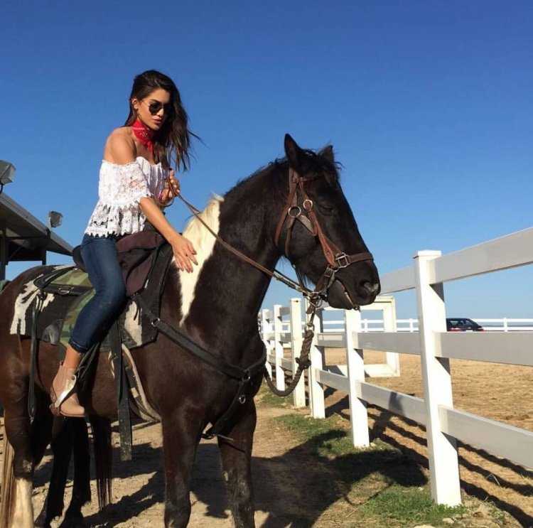 Брюнетка на лошади