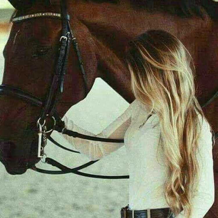 Девушка блондинка на лошади