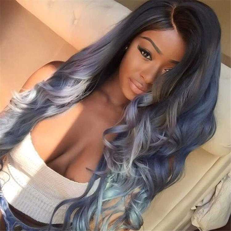 Белые пряди на темных волосах спереди