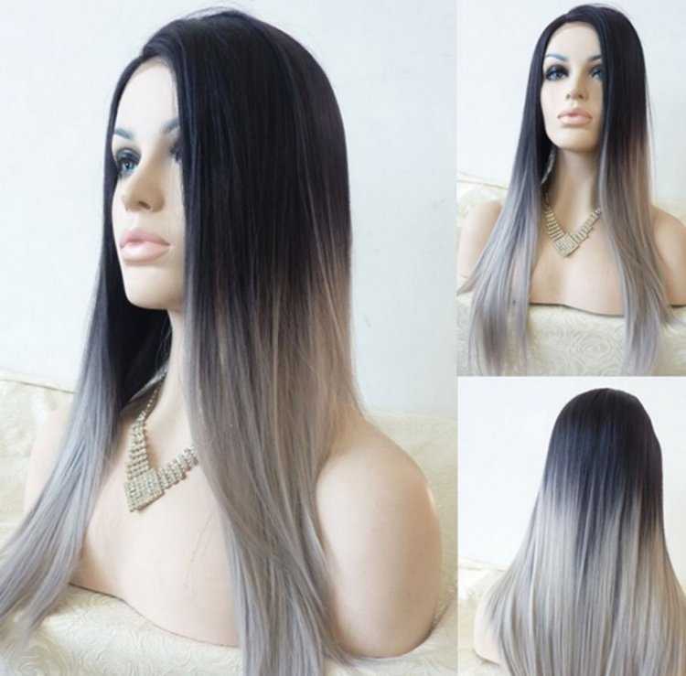 Пепельное омбре на темные волосы длинные