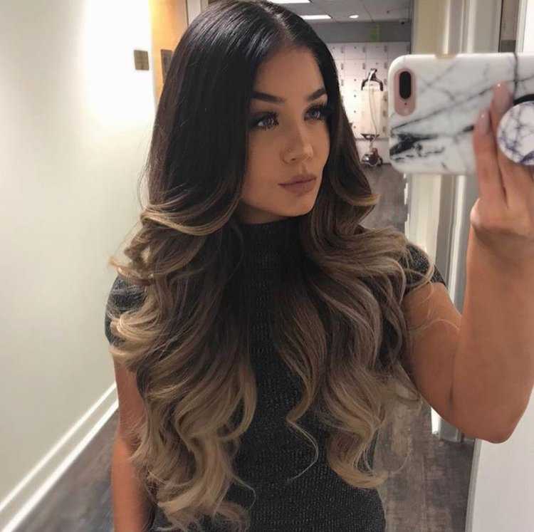 Омбре на темные волосы длинные