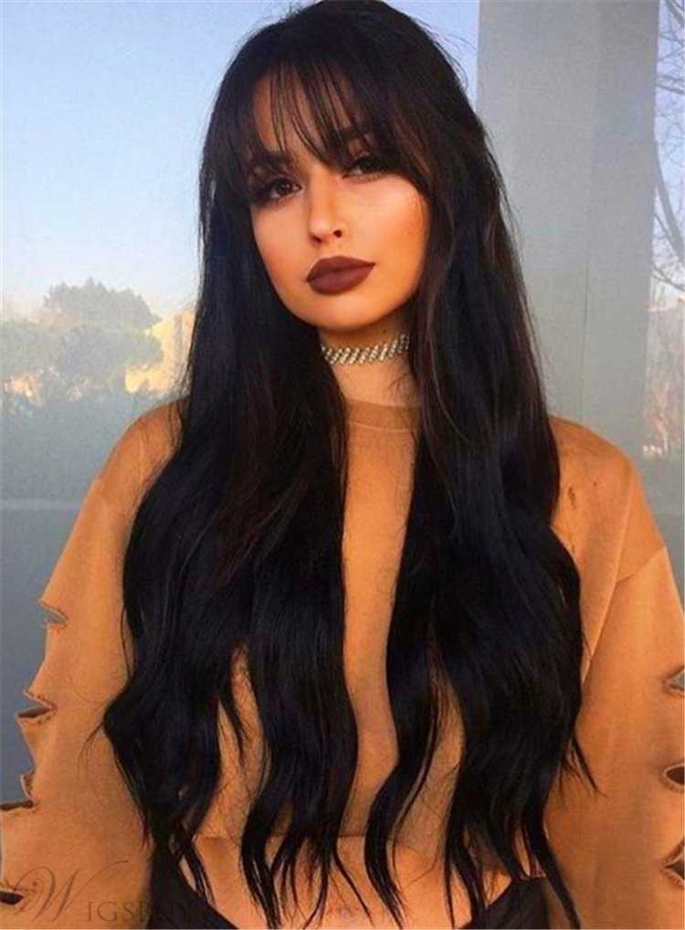 Длинные черные волосы и их соблазнительная челка
