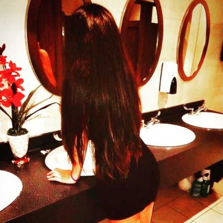 Брюнетка с кератином38