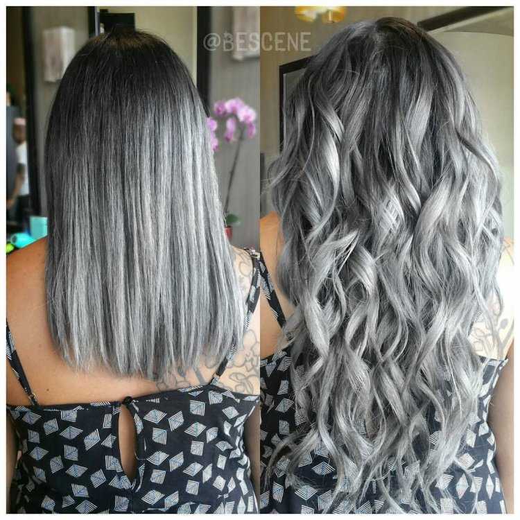 Темно Пепельное мелирование на черные волосы