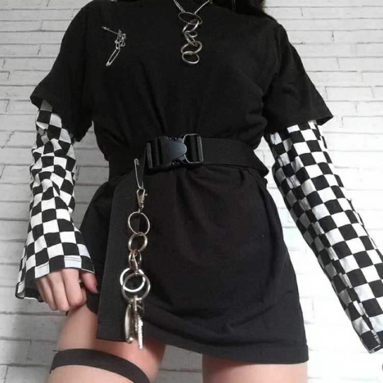 Чёрная одежда для девушек подростков с цепями