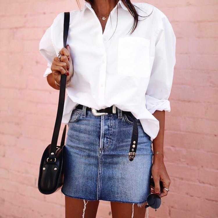 Джинсовая юбка с рубашк