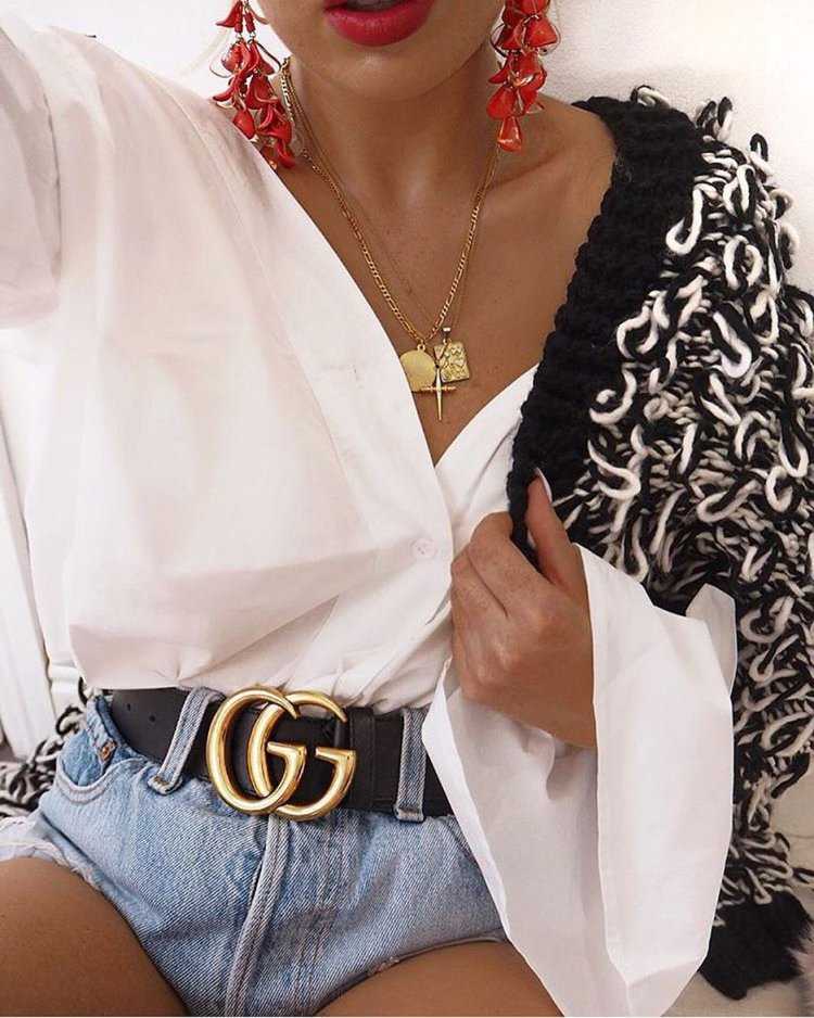 Ремень гуччи на девушке