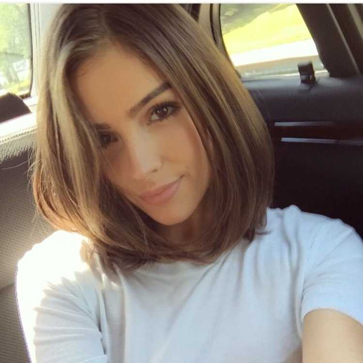 Удлиненное каре на русые волосы