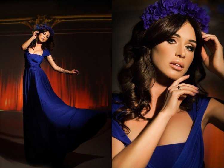 Вечерний макияж под синее платье