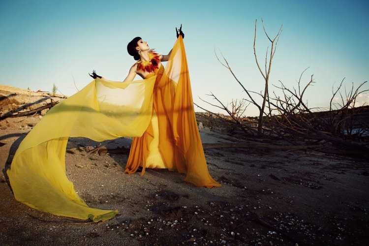 Фотосессия в желтом платье