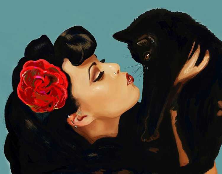 Женщина с кошкой