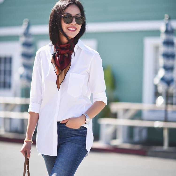 Многослойный образ с белой рубашкой