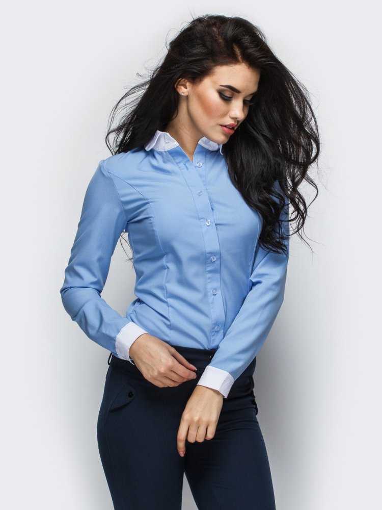 Голубая рубашка женская