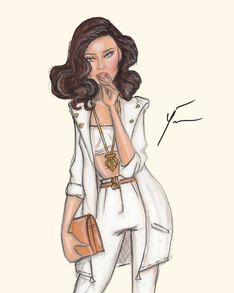 Рисунок дизайнер девушка брюнетка