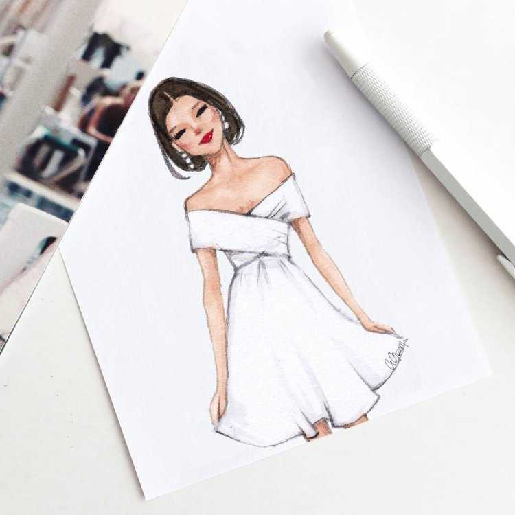 Красивое платье для скетчбука
