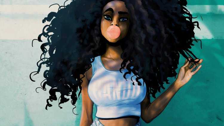 Кудрявая девушка мультяшка