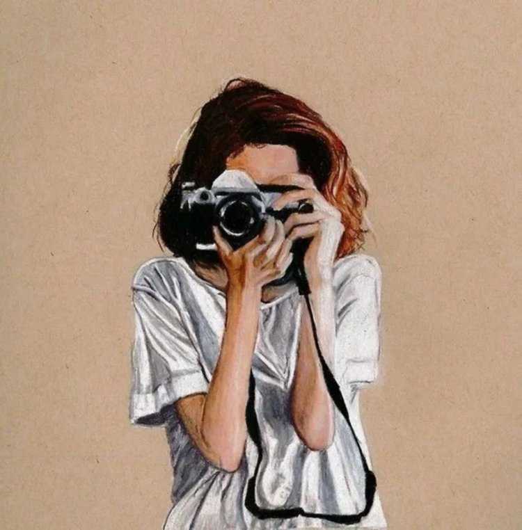 Девушка с фотоаппаратом арт