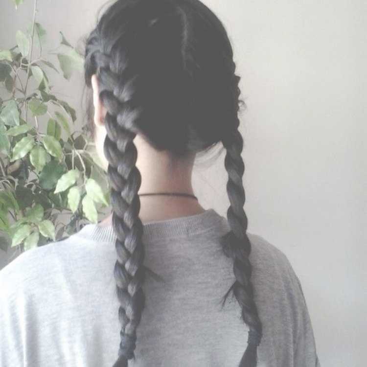 Брюнетка с двумя косичками