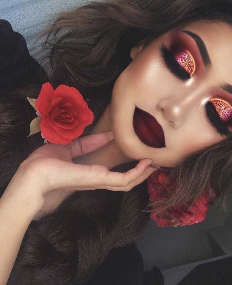 Красивый красный макияж