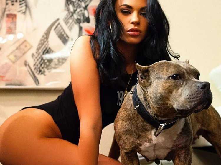 Девушка с питбулем