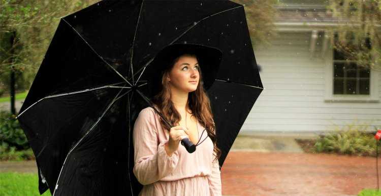 Фотосессия с зонтом осенью