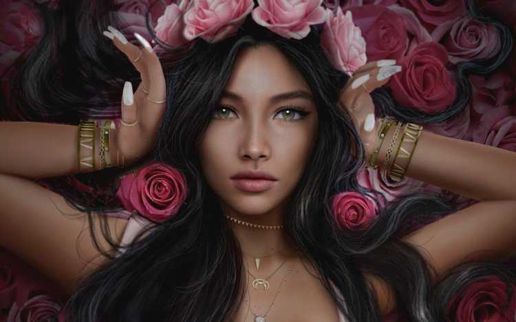 Фэнтези девушка с розой