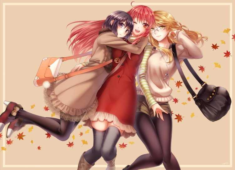 Аниме подруги блондинка и рыжая
