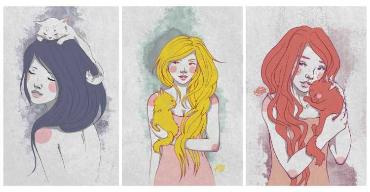 Рыжая и блондинка иллюстрации