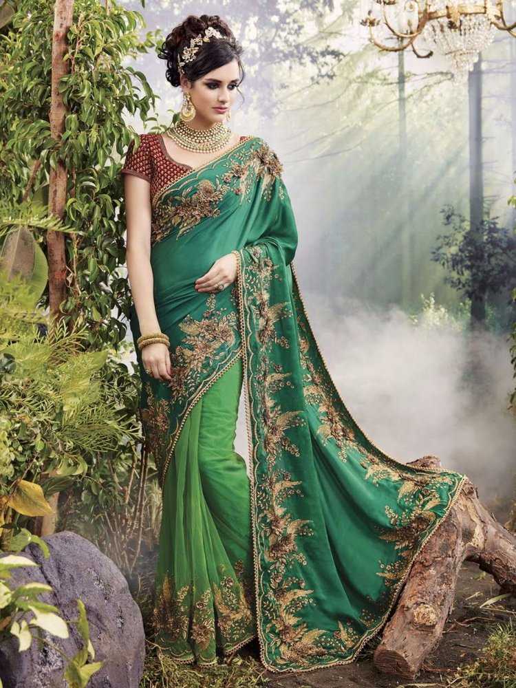 Индия Сари зеленое