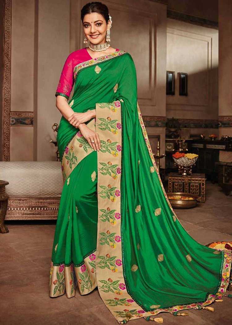 Индийское Сари зеленое