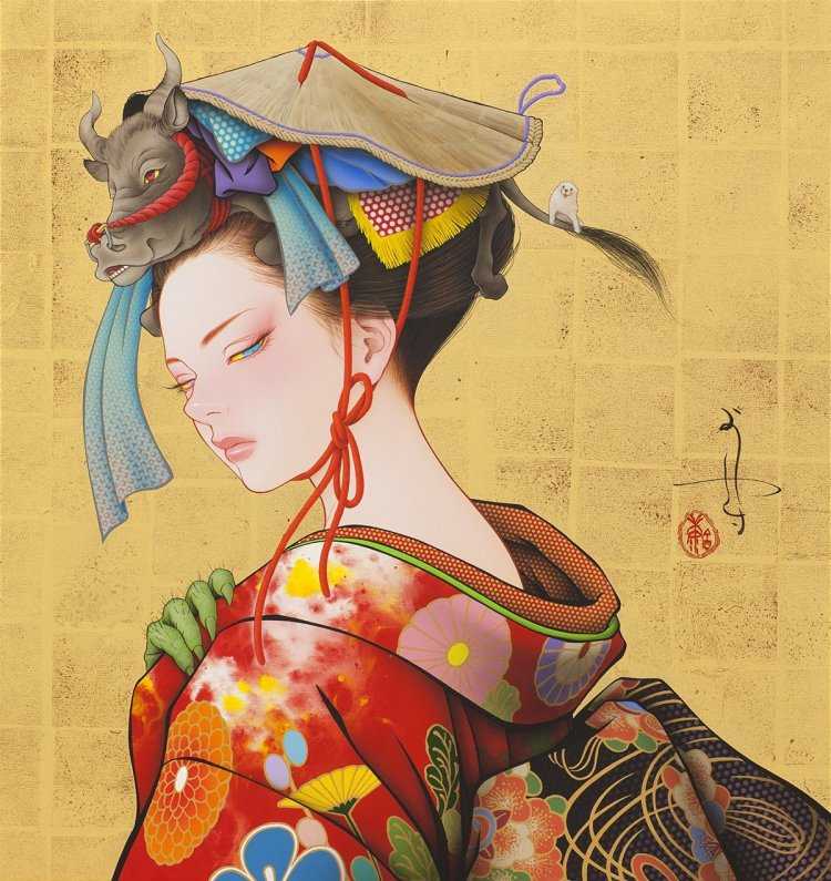 Япония Самурай гейша живопись