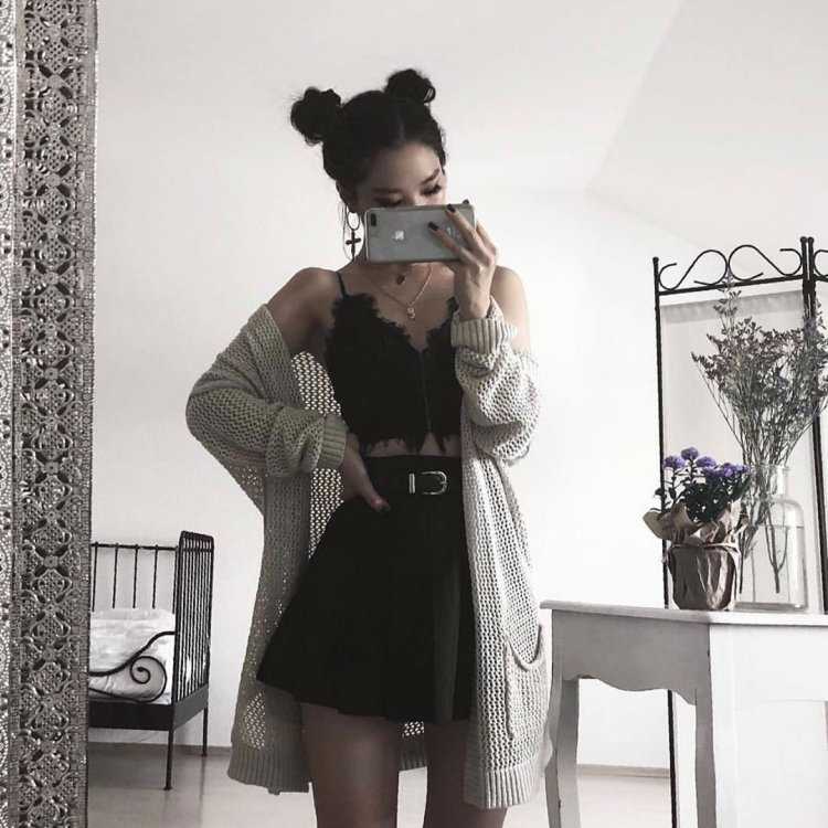 Корейский стиль одежды черный