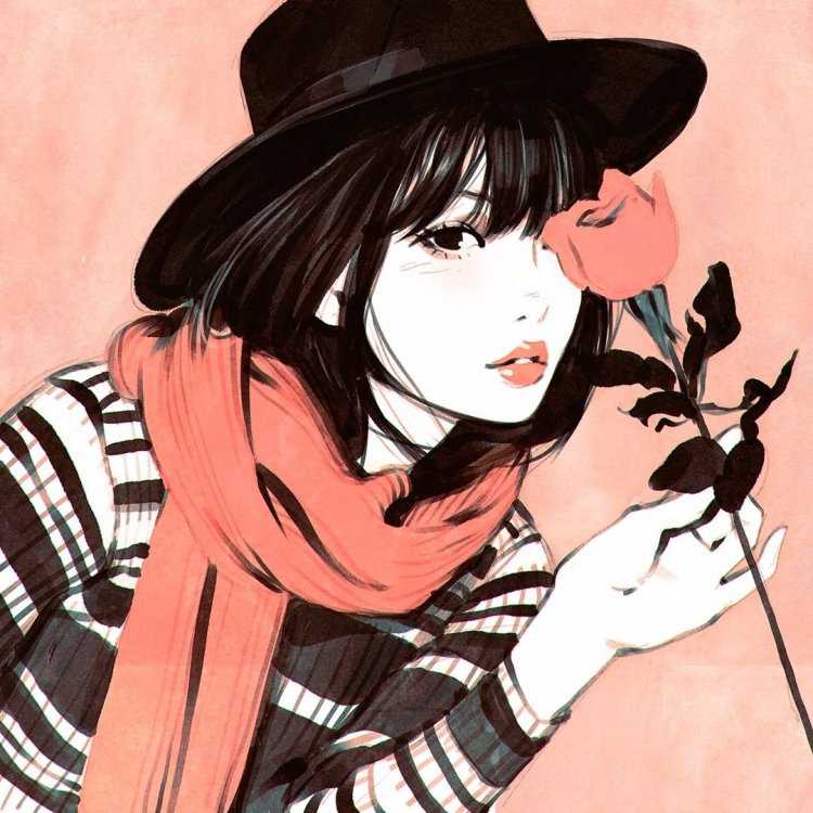 Девушка в шляпе арт