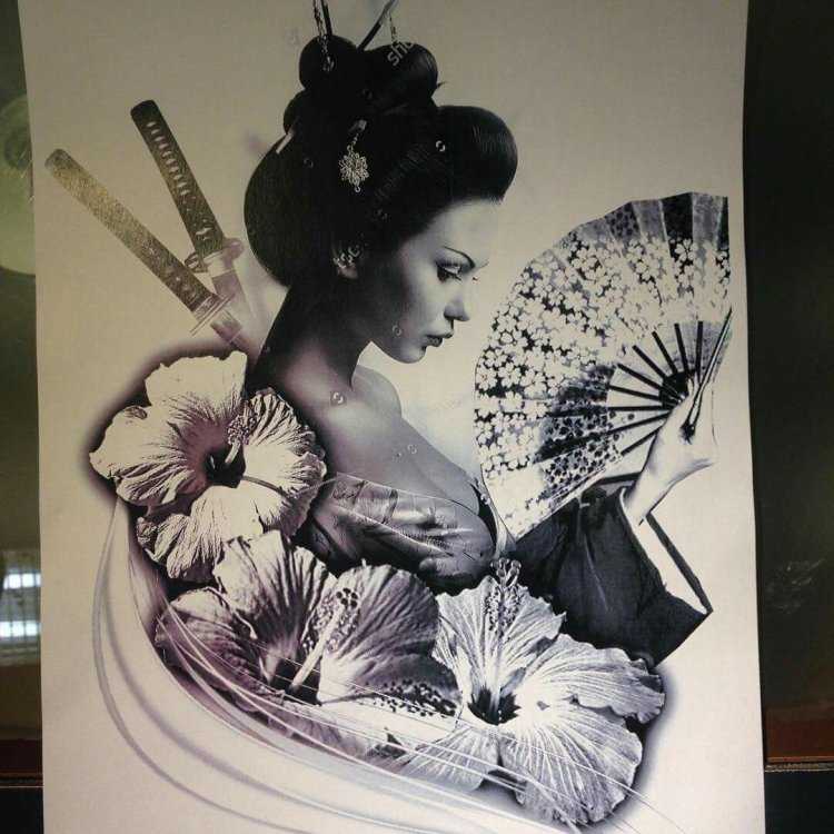 Эскизы тату Япония гейша