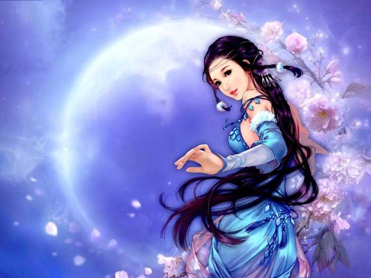 Фэнтези девушка в голубом