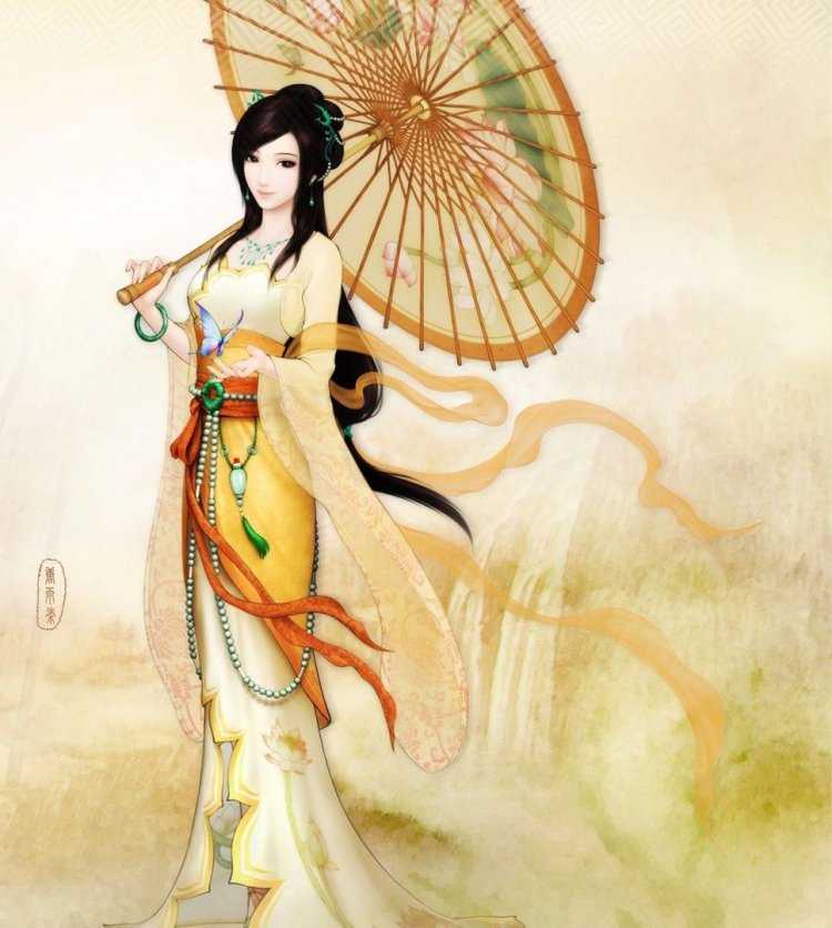 Древнекитайская живопись девушка