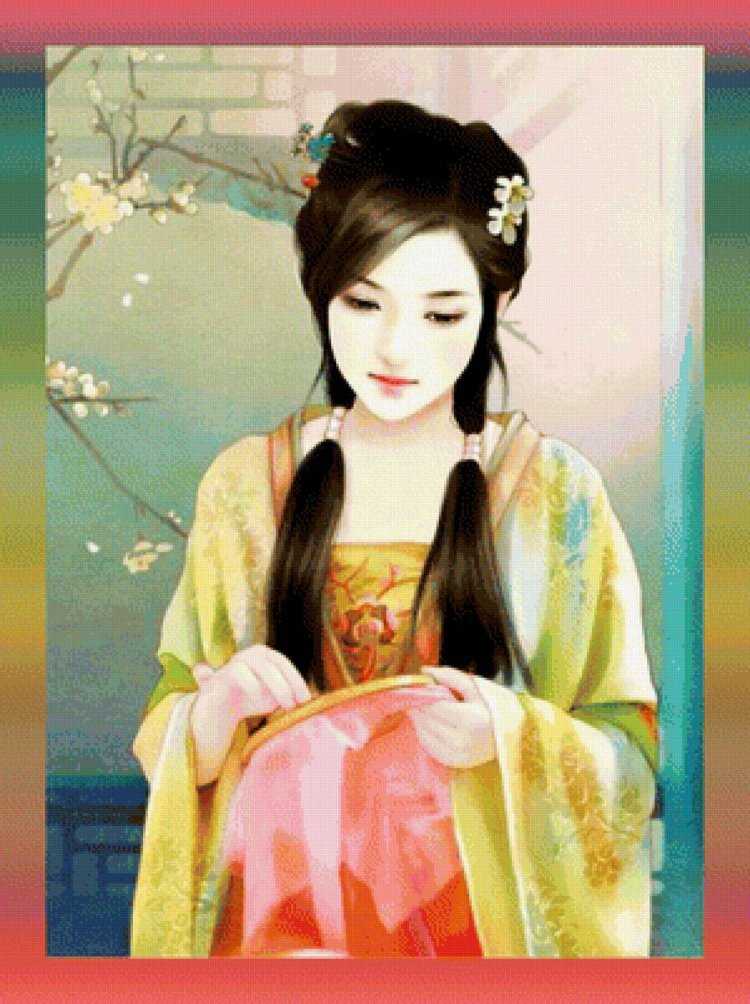 Девушка в китайском платье