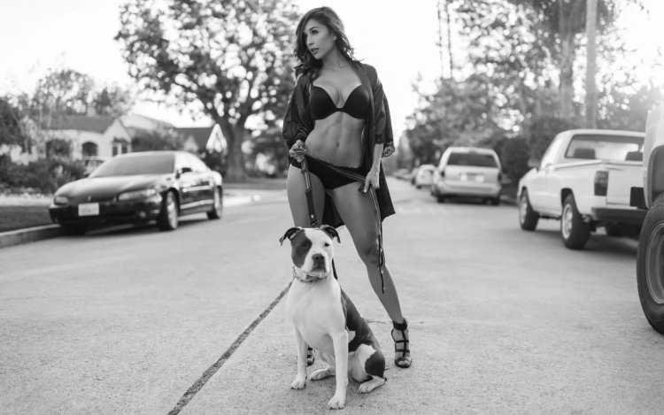 Девушка с питбулем