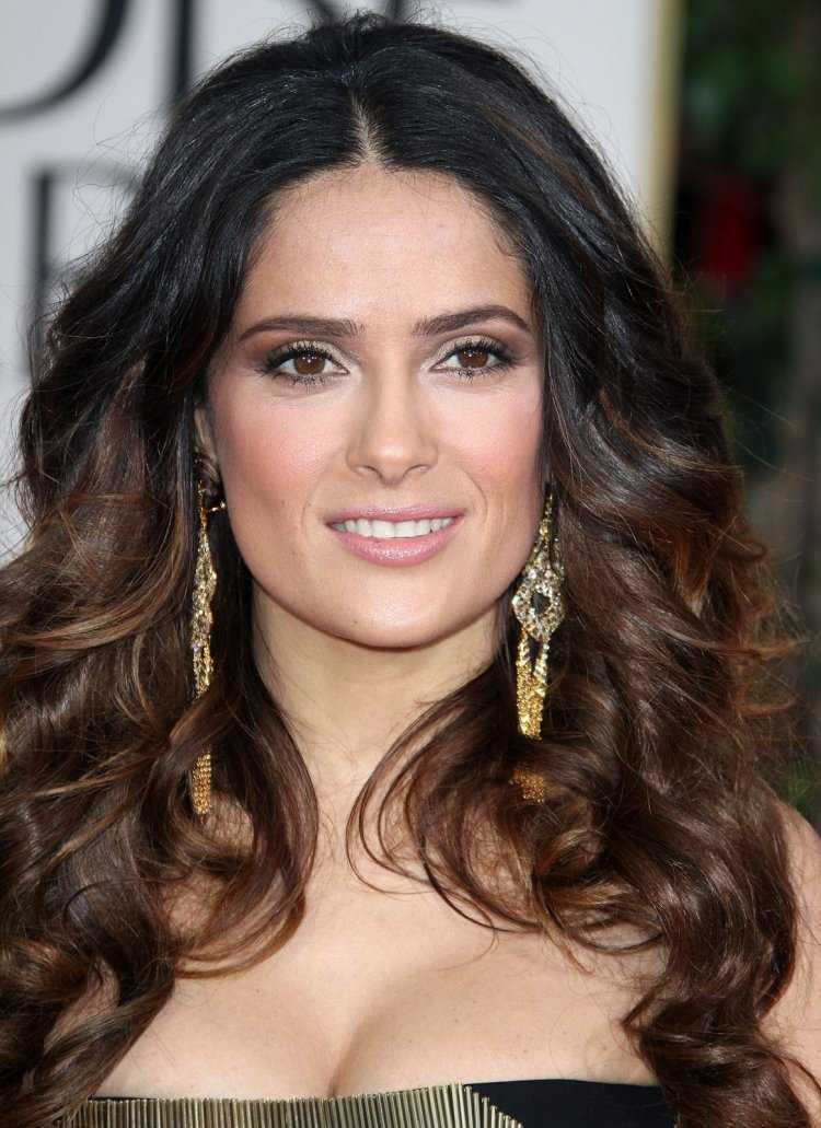 Сальма Хайек с длинными волосами