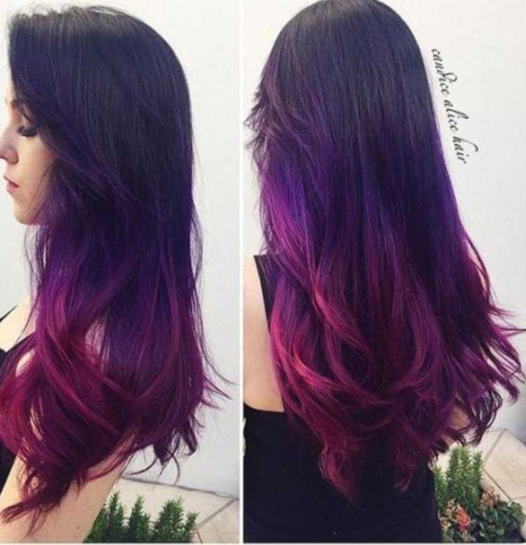 Цветное окрашивание на длинные волосы