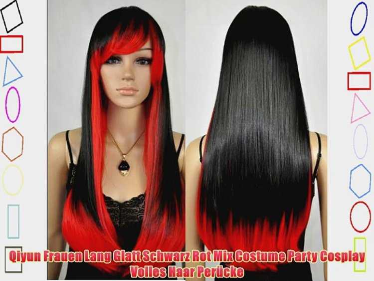 Чёрные волосы с красными прядями