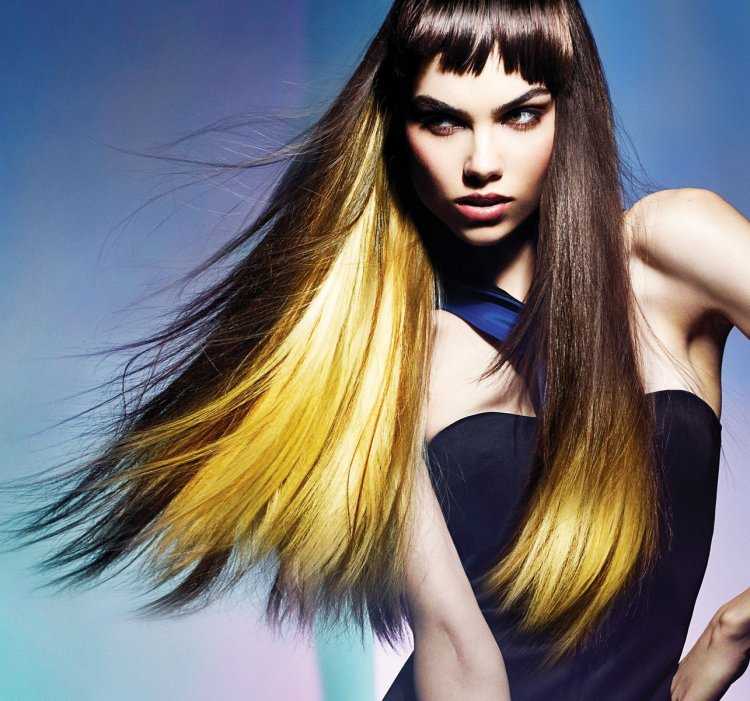 Креативное окрашивание на длинные волосы брюнетки2