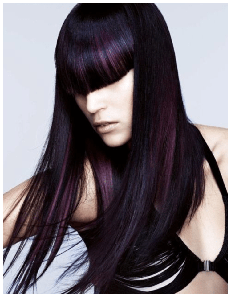 Черные волосы с фиолетовым отливом