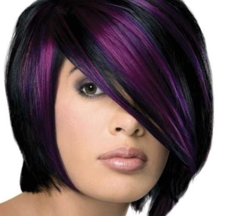 Фиолетовое мелирование на короткие волосы